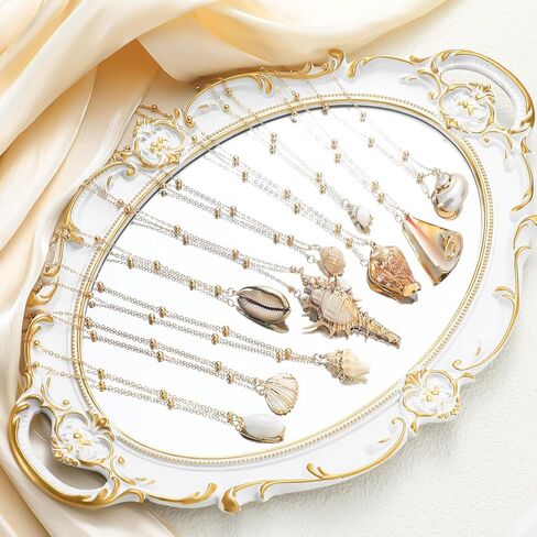 Tondiamo 10 Pcs Natural Shell Scallop Conch Pendant Necklace with Gold Rimmed Boho Ocean Jewelry Cowrie Adjustable Seashell Jewelry Gifts Ocean Beach Wedding Women in Saudi Arabia