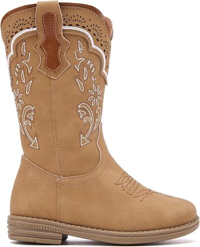 BMCiTYBM Toddler Girl Boy Cowboy Cowgirl Boots Little Kids Square Toe Western Boots Mid Calf Side Zipper Riding Shoes for All Seasons in Kuwait