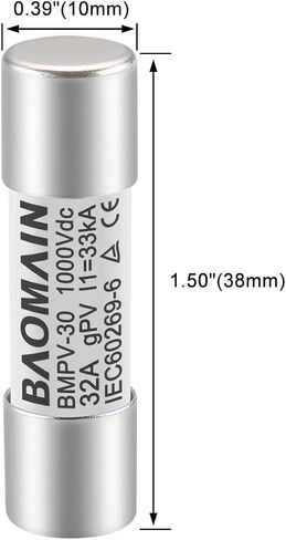 Baomain Solar PV Fuse, gPV Type Fuse Link PV-30 10 X 38 mm,15A 1000V DC,33kA, CE Listed Pack of 10 in Saudi Arabia
