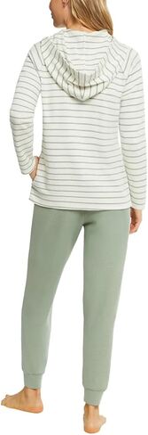 Max & Mia Women's 2 قطعة Stripe Waffle Rounge مجموعة Hoodie و Jogger in Kuwait