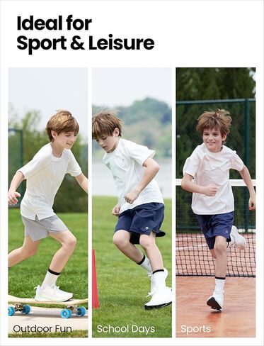 PATPAT Boys Athletic Shorts, Quick-Dry Shorts with Pockets Breathable Mesh for Basketball Soccer Running, Kids Sports Uniform in Kuwait