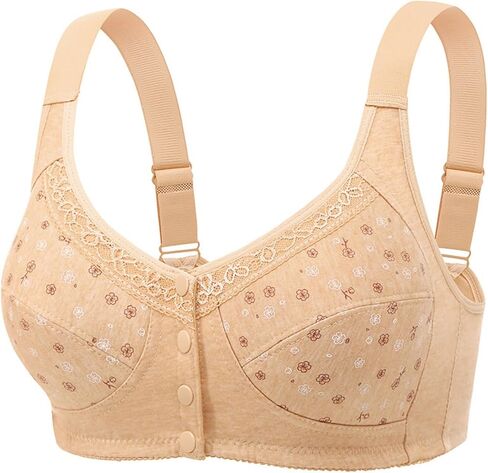 Front Closure Wireless Bras for Womens Plus Size Daisy Bras for Older Women Comfortable Adjustable Everyday Bra in Saudi Arabia