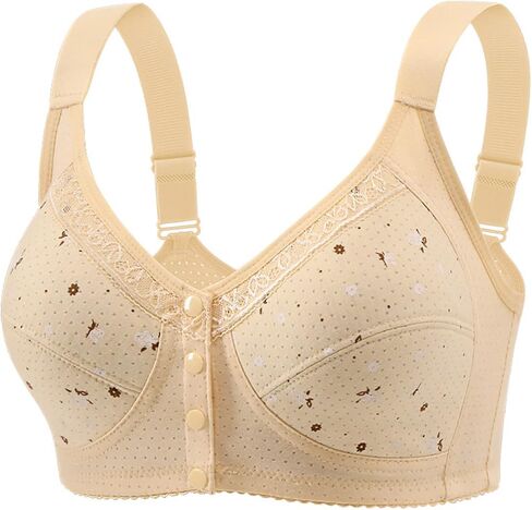 Front Closure Wireless Bras for Womens Plus Size Daisy Bras for Older Women Comfortable Adjustable Everyday Bra in Saudi Arabia