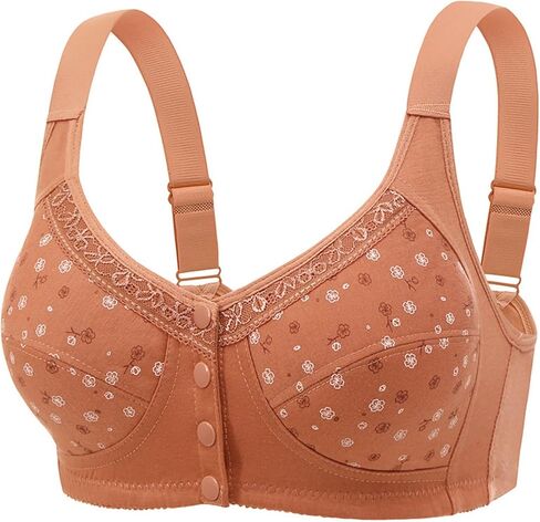 Front Closure Wireless Bras for Womens Plus Size Daisy Bras for Older Women Comfortable Adjustable Everyday Bra in Saudi Arabia
