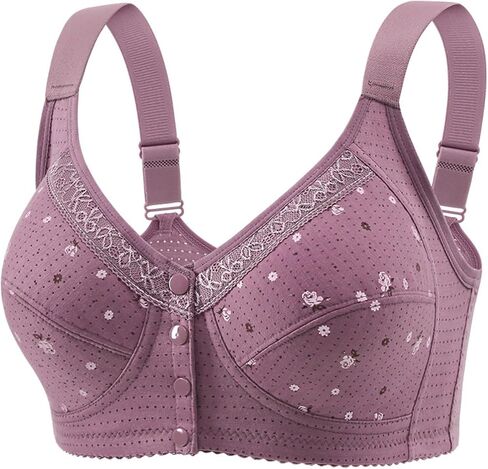 Front Closure Wireless Bras for Womens Plus Size Daisy Bras for Older Women Comfortable Adjustable Everyday Bra in Saudi Arabia