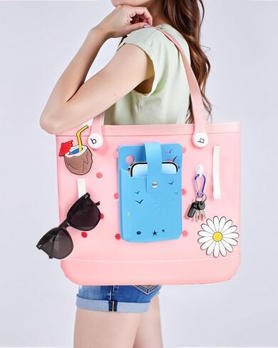 5pcs حامل الهاتف والنظارات الشمسية مجموعة الملحقات لحقيبة Bogg ، سيليكون Bogg Bag Organizer إدراج متوافق مع جميع أكياس Bogg محفظة محفظة لأكياس Bogg Beach (مجموعة زرقاء فاتحة) in Kuwait