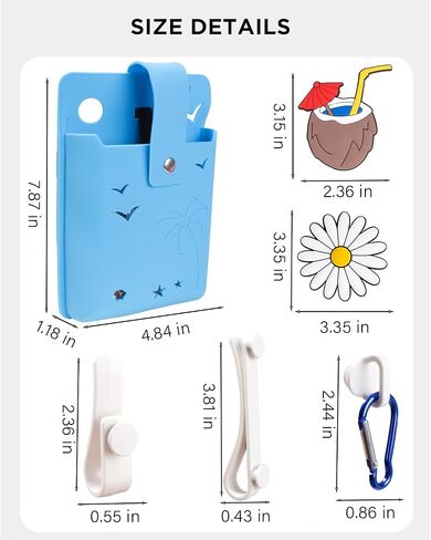 5pcs حامل الهاتف والنظارات الشمسية مجموعة الملحقات لحقيبة Bogg ، سيليكون Bogg Bag Organizer إدراج متوافق مع جميع أكياس Bogg محفظة محفظة لأكياس Bogg Beach (مجموعة زرقاء فاتحة) in Kuwait