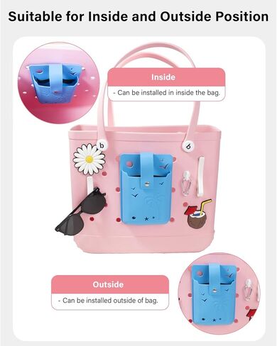 5pcs حامل الهاتف والنظارات الشمسية مجموعة الملحقات لحقيبة Bogg ، سيليكون Bogg Bag Organizer إدراج متوافق مع جميع أكياس Bogg محفظة محفظة لأكياس Bogg Beach (مجموعة زرقاء فاتحة) in Kuwait