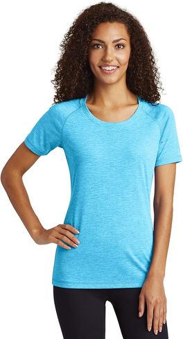 Sport-Tek Women's Posicharge Tri-Plend Wicking Scoop Neck Raglan Tee | تي شيرت الرياضة Fit Workout ، صالة الألعاب الرياضية الربيع والصيف in Kuwait