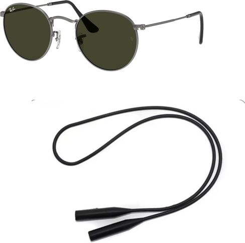 Ray-Ban RB3447 Sunglasses Bundle: RB 3447 ROUND METAL 029 Round Metal Matte Gunmetal G-1 and Universal Anti-slip Silicone Leash in Saudi Arabia