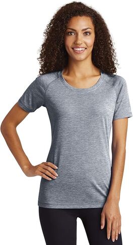 Sport-Tek Women's Posicharge Tri-Plend Wicking Scoop Neck Raglan Tee | تي شيرت الرياضة Fit Workout ، صالة الألعاب الرياضية الربيع والصيف in Kuwait