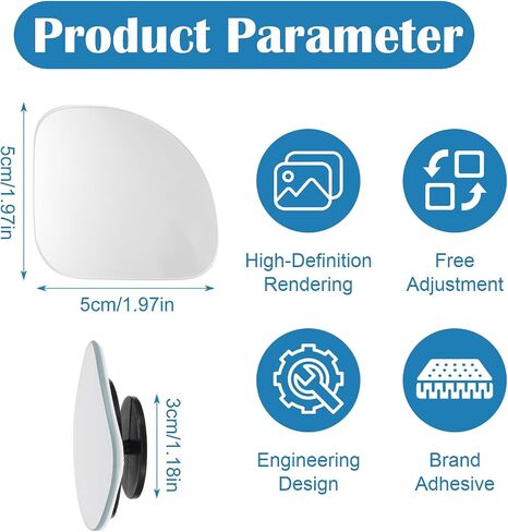 2 Pack Side Mirror Blindspot, High Defin Glass Frameless Convex Blind Spot Mirror, Auxiliary Universal Wide Angle Adjustable Rear View Car Mirrors Exterior Accessories for Cars Suv Trucks and Rvs(Fan) in Saudi Arabia