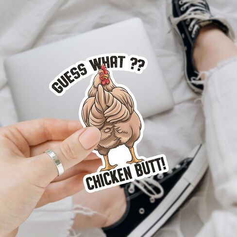 3 Pcs Guess What? Chicken Butt! Sticker, Guess What Sticker, Funny Chicken Sticker, Meme Chicken Sticker for Laptop Water Bottle Phone Car Window Helmet Vinyl Stickers 3 Inches (Guess What 1) in Saudi Arabia