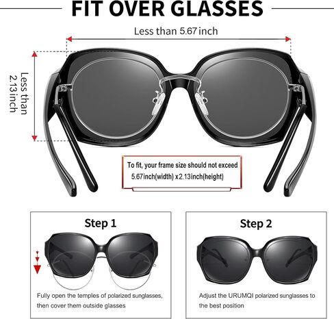 نظارات شمسية كبيرة الحجم من URUMQI تناسب النظارات للنساء، ظلال مربعة مستقطبة حماية من الأشعة فوق البنفسجية 400 كبيرة جدًا in Kuwait
