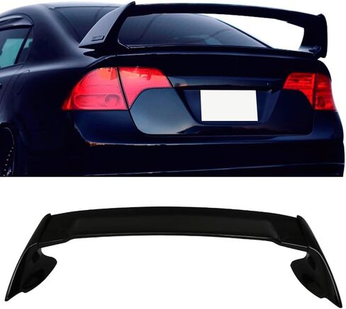 Pre-Painted Trunk Spoiler Compatible with 2006-2011 Honda Civic Sedan, ABS Painted #NH701M Galaxy Gray Metallic Trunk Boot Lip Spoiler Wing Deck Lid by IKON MOTORSPORTS in Saudi Arabia