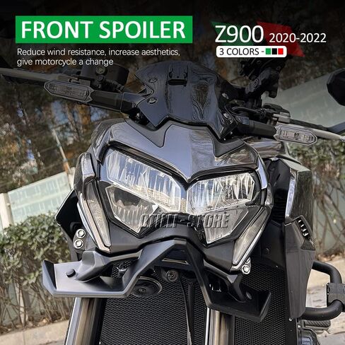 Carbon Fiber Motorcycle Z 900 Naked Front Spoiler Winglet Aerodynamic Wing Kit Spoiler New for Kawasaki Z900 2020 2021 2022 air Deflector (Matte Black) in Kuwait