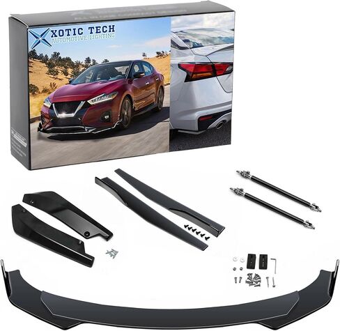 x xotic tech Front Bumper Lip Spoiler + Side Skirt Splitter + Rear Bumper Lip Wrap Splitter Canard,Compatible with Nissan Maxima Versa Sentra Altima (Black) in Saudi Arabia