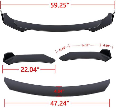 x xotic tech Front Bumper Lip Spoiler + Side Skirt Splitter + Rear Bumper Lip Wrap Splitter Canard,Compatible with Nissan Maxima Versa Sentra Altima (Black) in Saudi Arabia