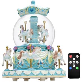 Upgraded Remote Control Carousel Snow Globe Music Box, Carousel Horses Musical Gift for Girls Women Daughter Wife, Romantic Christmas Anniversary Birthday Plays 64 Tunes in Kuwait