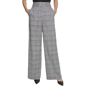 Calvin Klein Womens Glen Plaid Wide Leg Pants B/W 10 in Kuwait