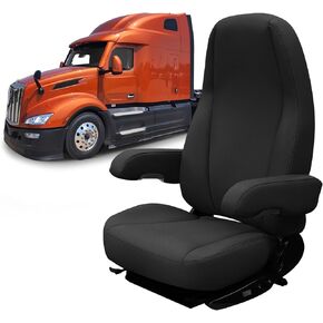 Leather Seat Cover Compatible with Peterbilt Model 579, 579EV, 589, 567, Driver or Passenger 33in High Back Seat Cover, Bottom Back & Armrest Cover, Long Armrests 17in in Saudi Arabia