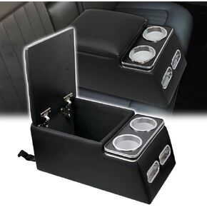GearUp Universal Truck Seat/Bench Organizer with Cup Holders, Armrest, and Padded Top Lid Universal Car Center Console Organizer for Car & Van & Truck Floor Cab, Black in Kuwait