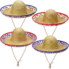 4 Pcs Mexican Sombrero Hats 22.8" Adults Sombrero Party Hats Men Mexican Cinco De Mayo Decorations in Saudi Arabia