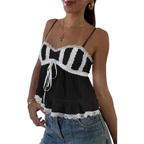 نساء مثير الصيف كامي قمم الدانتيل الدانتيل الطبقات babydoll كامي المحاصيل قمم y2k الخروج Tops حفلة الشارع الشارع in Kuwait