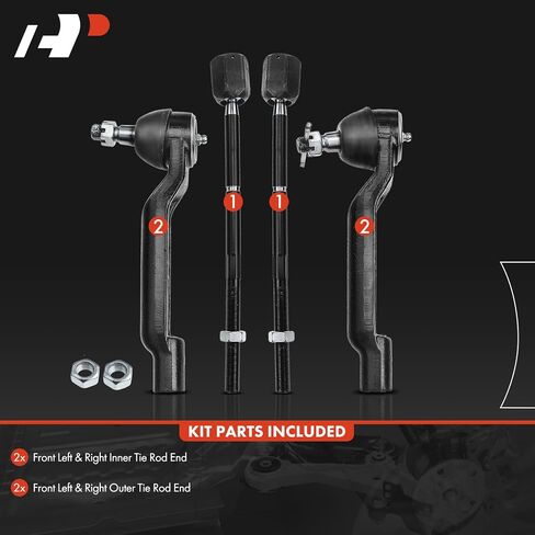 A-Premium Set of 4, Front Inner & Outer Tie Rod End Kit, Compatible with Ford Thunderbird 1989-1997, Mercury Cougar 1989-1997 in Saudi Arabia