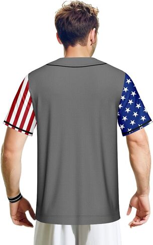 Men's American Flag Baseball Jerseys for Independence Day Red White Blue Shirts 4th of July USA Patriotic Jersey in Kuwait