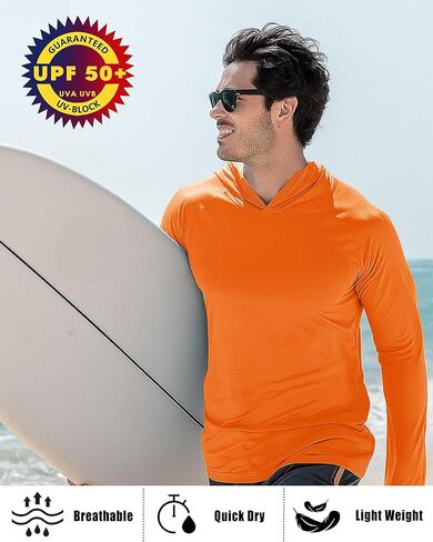 Boladeci Men's UPF 50+ Sun Protection Lightweight Hoodie Shirts Long Sleeve Fishing Shirts SPF UV Hiking Swim in Kuwait