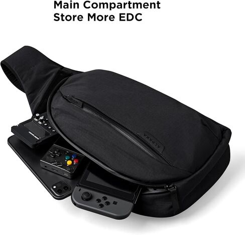 Alpaka Metro Crossbody الكتف الأيمن 7.5L - Crossbody Bag Men ، حقيبة الظهر حبال - تناسب 11 بوصة - كتف واحد مع سحاب YKK - جيب زجاجة ماء قابلة للتوسيع - غلاف الهاتف - أسود Axoflux 210d in Saudi Arabia