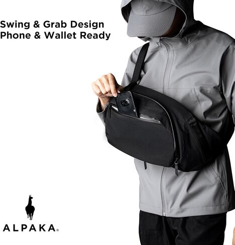 Alpaka Metro Crossbody الكتف الأيمن 7.5L - Crossbody Bag Men ، حقيبة الظهر حبال - تناسب 11 بوصة - كتف واحد مع سحاب YKK - جيب زجاجة ماء قابلة للتوسيع - غلاف الهاتف - أسود Axoflux 210d in Saudi Arabia