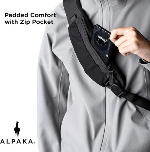 Alpaka Metro Crossbody الكتف الأيمن 7.5L - Crossbody Bag Men ، حقيبة الظهر حبال - تناسب 11 بوصة - كتف واحد مع سحاب YKK - جيب زجاجة ماء قابلة للتوسيع - غلاف الهاتف - أسود Axoflux 210d in Saudi Arabia