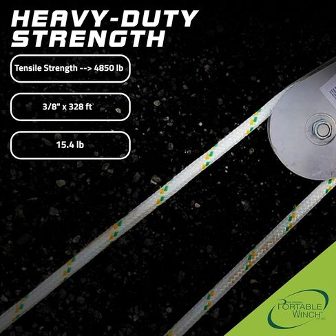 Portable Winch Rope - 164ft.L x 1/2in. Dia. 8,100 lbs. Tensile Strength, Model Number PCA-1215M in Kuwait