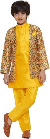 AJ Dezines Kids Cotton Silk Printed 3pc Kurta مجموعة للأولاد in Kuwait