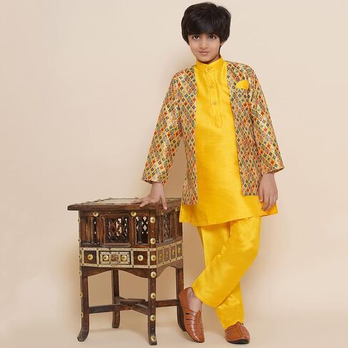 AJ Dezines Kids Cotton Silk Printed 3pc Kurta مجموعة للأولاد in Kuwait