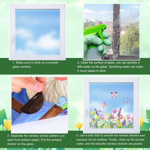 Whaline Spring Summer Flower Grass Window Comings كبيرًا في نافذة الفراشة البرية الأزهار البرية in Kuwait