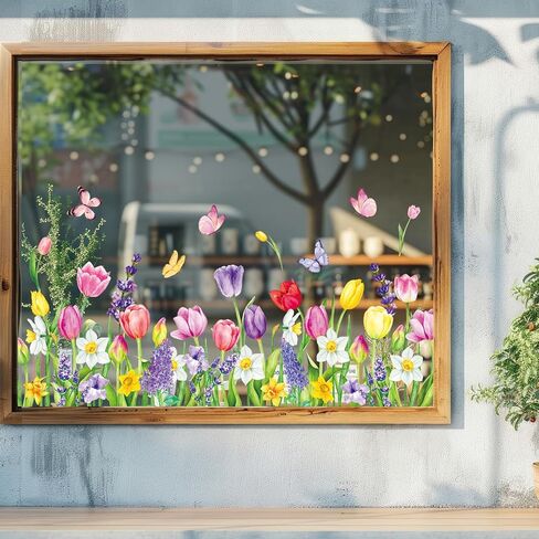 Whaline Spring Summer Flower Grass Window Comings كبيرًا في نافذة الفراشة البرية الأزهار البرية in Kuwait