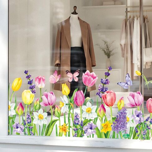 Whaline Spring Summer Flower Grass Window Comings كبيرًا في نافذة الفراشة البرية الأزهار البرية in Kuwait