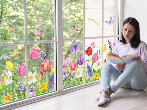 Whaline Spring Summer Flower Grass Window Comings كبيرًا في نافذة الفراشة البرية الأزهار البرية in Kuwait