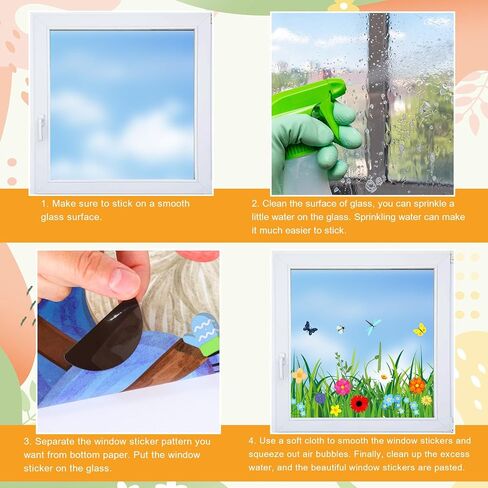 Whaline Spring Summer Flower Grass Window Comings كبيرًا في نافذة الفراشة البرية الأزهار البرية in Kuwait