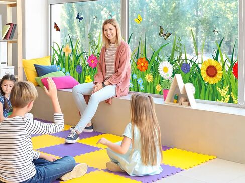 Whaline Spring Summer Flower Grass Window Comings كبيرًا في نافذة الفراشة البرية الأزهار البرية in Kuwait