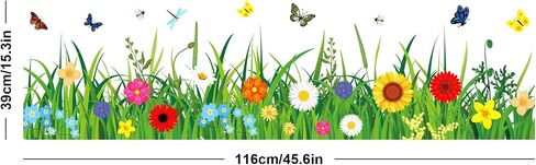 Whaline Spring Summer Flower Grass Window Comings كبيرًا في نافذة الفراشة البرية الأزهار البرية in Kuwait