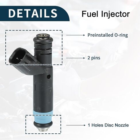 Fuel Injector for Jeep Cherokee 4.0L Flow Matched No.04854181 | Fuel Injection Nozzle Black 6 Pcs in Saudi Arabia