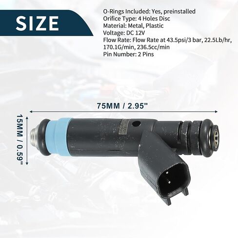 Fuel Injector for Jeep Cherokee 4.0L Flow Matched No.04854181 | Fuel Injection Nozzle Black 6 Pcs in Saudi Arabia