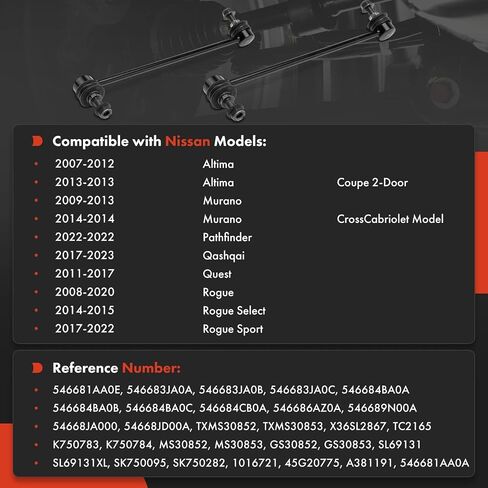 A-Premium 2 x Front Sway Bar Links Stabilizer Bar Links, Compatible with Nissan Altima 2007-2013, Rogue 2008-2020, Murano 2009-2014, Pathfinder 2022, Quest, Qashqai, Rogue Select Sport in Saudi Arabia