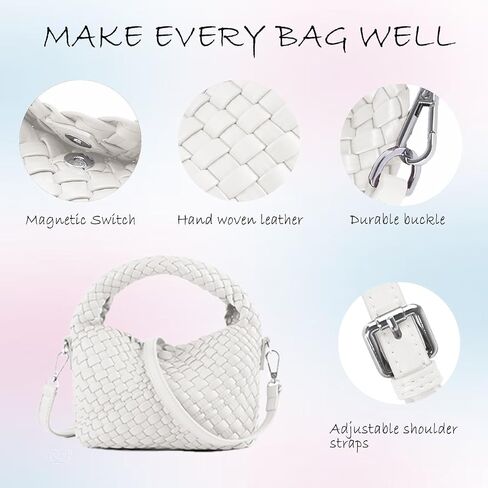 Small Woven Purse with Detachable Strap Cute Crossbody Bags for Women Shoulder HandBags Cassual Fashion Bag in Saudi Arabia