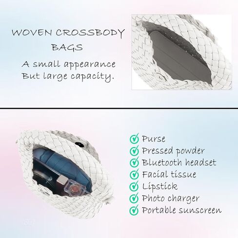 Small Woven Purse with Detachable Strap Cute Crossbody Bags for Women Shoulder HandBags Cassual Fashion Bag in Saudi Arabia
