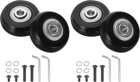 uxcell Set of 2 Luggage Wheels Replacement 51 x 17 mm/2" x 0.7" Rubber Swivel Caster Bearing Wheels Repair Kits for Suitcase Inline Outdoor Skate,Black in Saudi Arabia